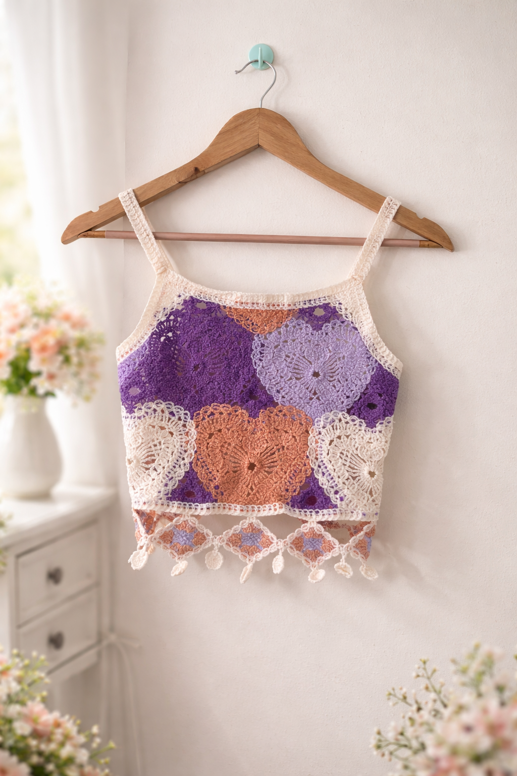 Crochet heart crop top with tassels Crochet Material