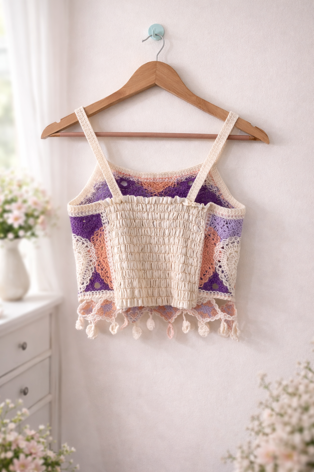 Crochet heart crop top with tassels Crochet Material