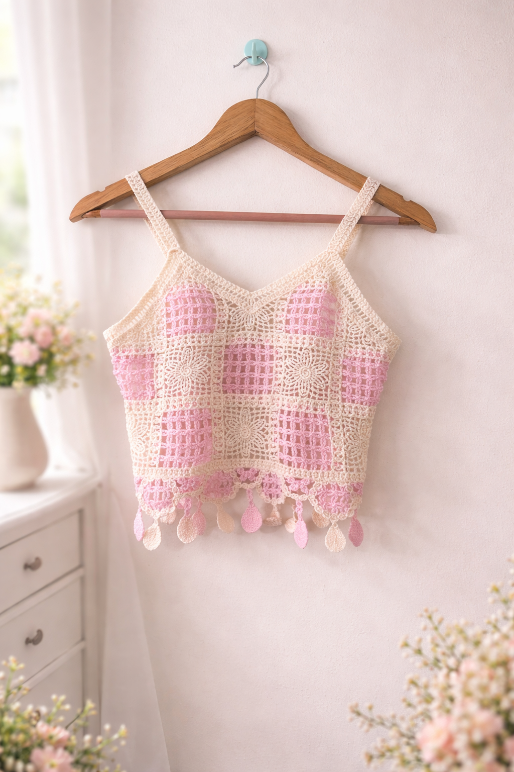 Crochet heart crop top with tassels Crochet Material