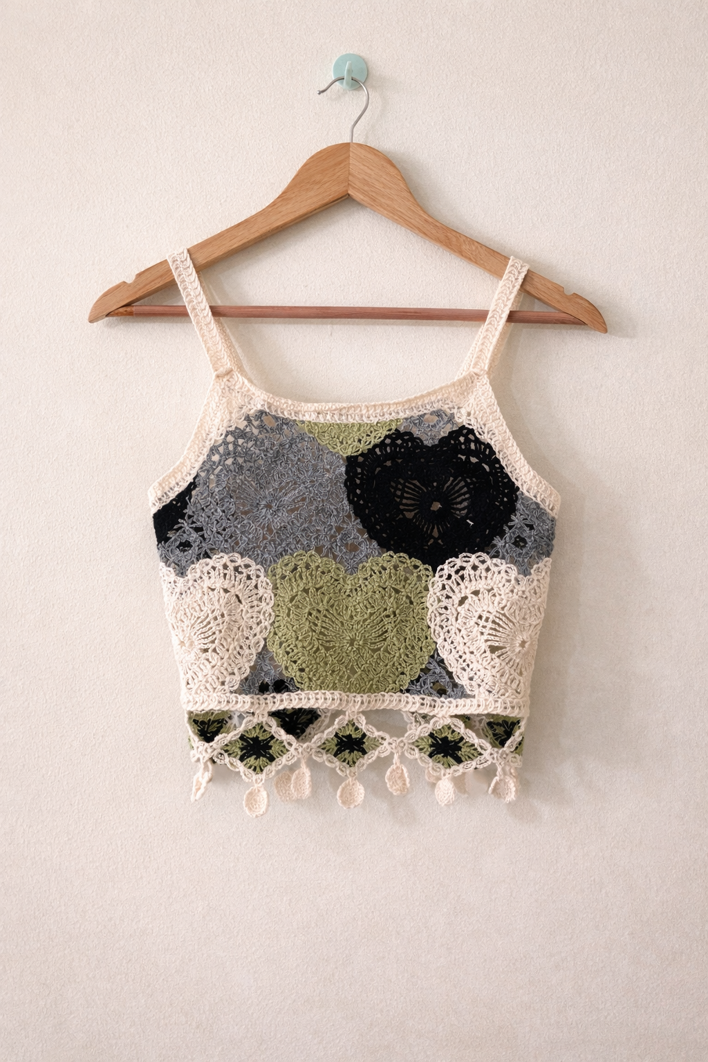 Crochet heart crop top with tassels Crochet Material