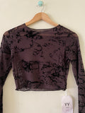 Lace Long Sleeve Ruched Crop Top