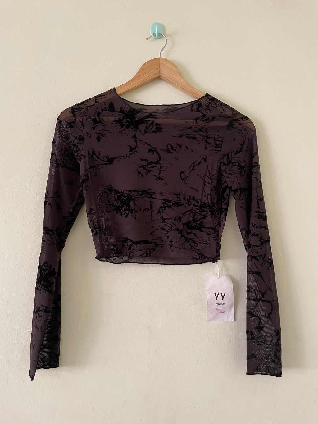 Lace Long Sleeve Ruched Crop Top