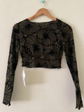 Lace Long Sleeve Ruched Crop Top