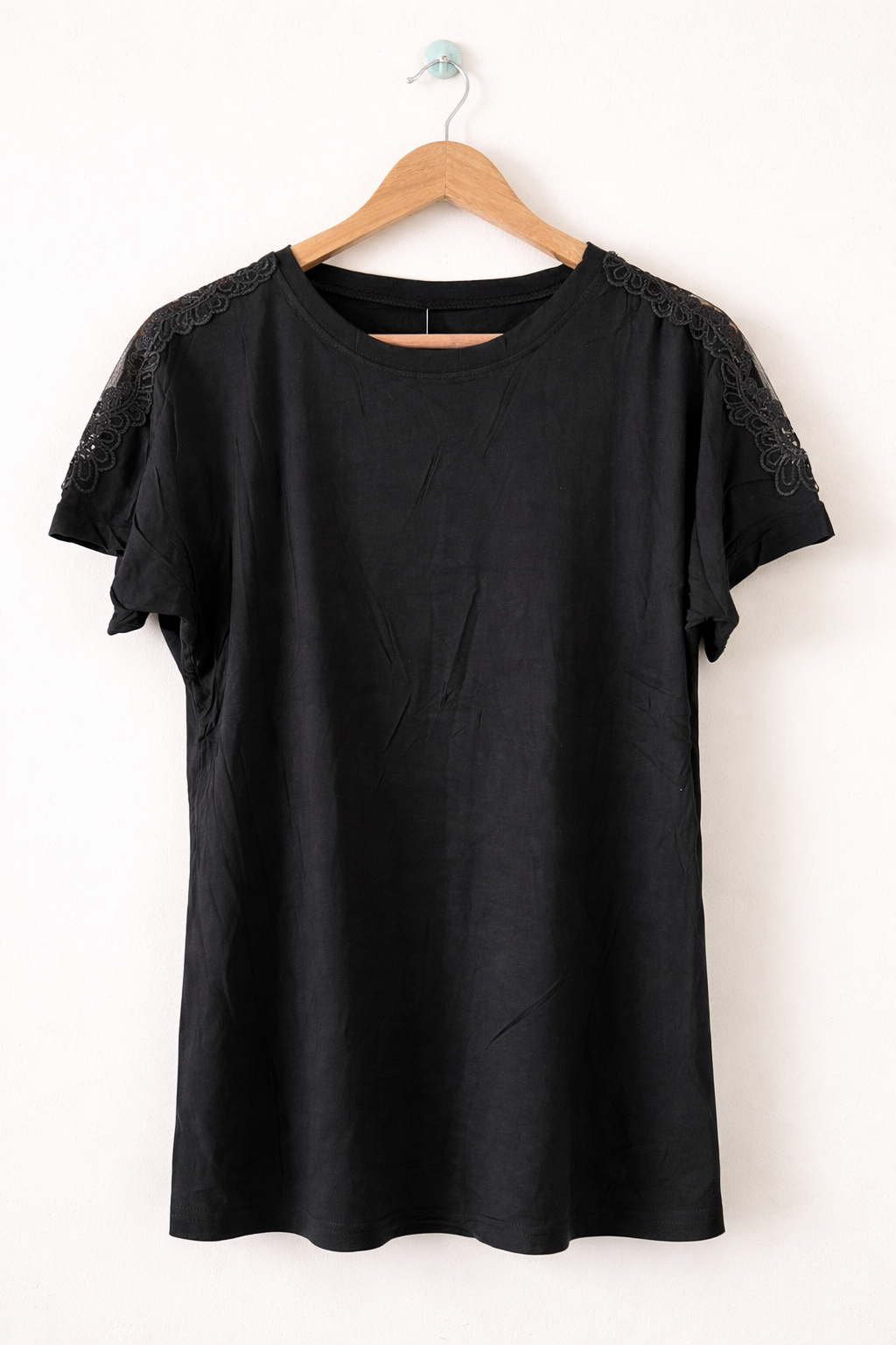 Lace-Shoulder Relaxed Tee